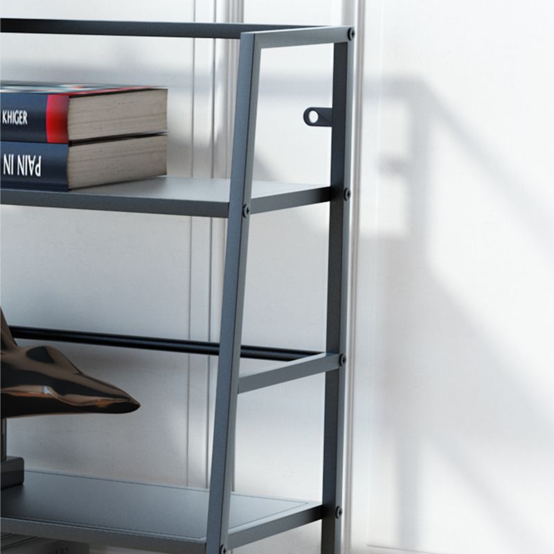 Modern Bookshelf Ladder Metal Open Back Shelf Bookcase with Shelves for Living Room