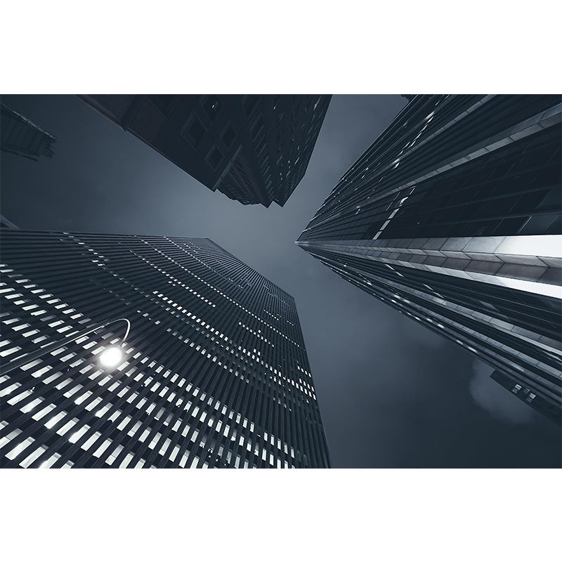 City Photography Horizontal Wall Mural Decal Moisture Resistant for Meeting Room