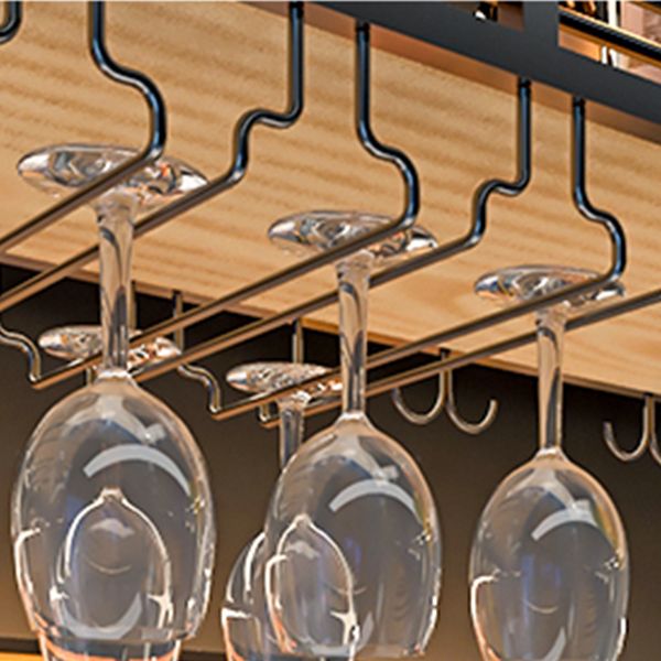 Wine Rack Modern Style Wall Mounted Wine Holder Rack with Wooden Shelf