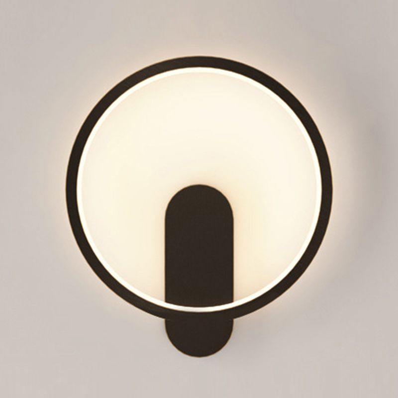 Circular Wall Light Fixture Modern Metal 1 Light for Bedroom