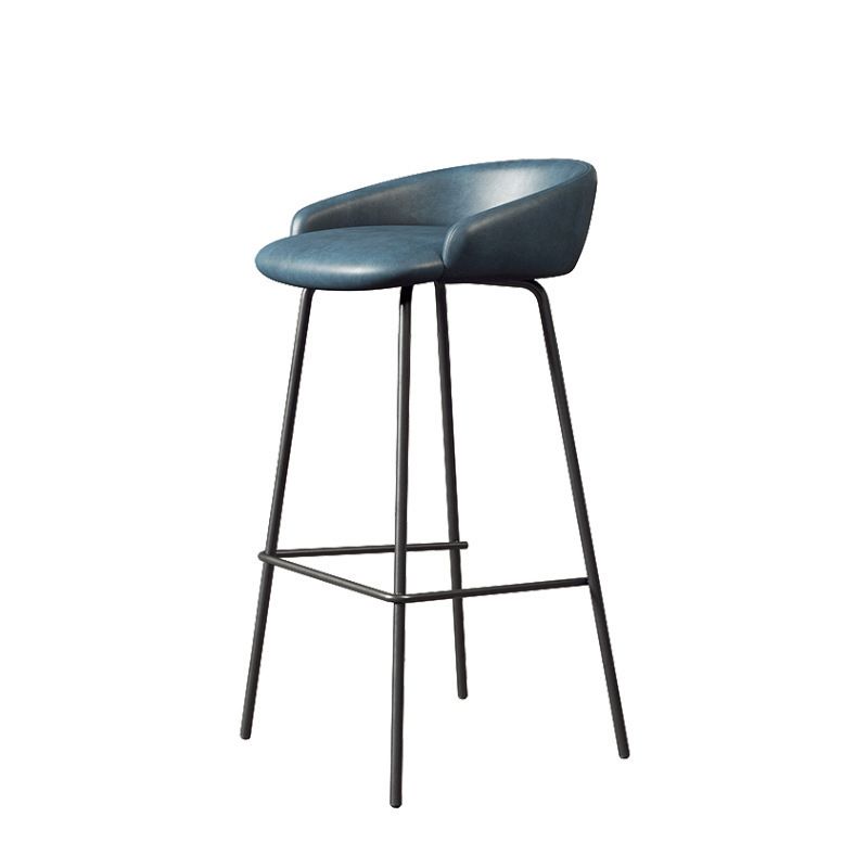 Modern Armless Backrest Counter Stool Iron Bar Stool with Cushion for Milk Tea Shop