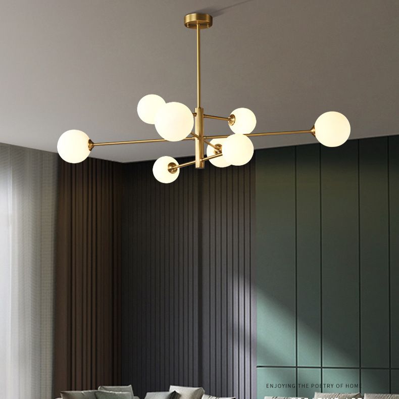 Lumo lampadario a forma di globo in vetro Flaccura illuminata moderna a soffitto a sospensione bianca