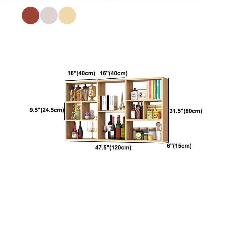 Contemporary Wall Unit Bookshelf Horizontal Manufactured Wood Bookcase