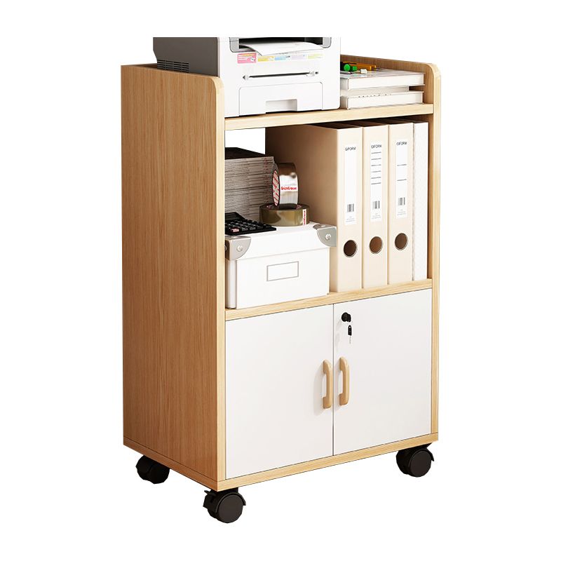 Engineered Wood Bookcase with Doors Vertical Bookshelf for Office