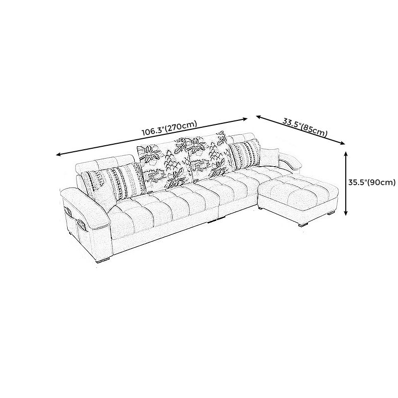106.3" W √ó 57.09" D √ó 35.43" H Sloped Arms Sectional with Storage and Slipcovered