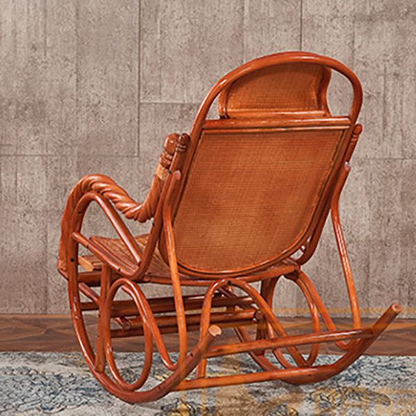 Traditional Rocking Chair Rattan Solid Color Built-in Armrest Indoor Rocking Chair
