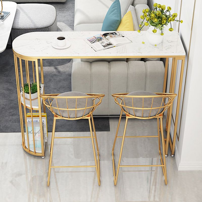 Glam Rectangle Stone Counter Table 1/3 Pieces Bar Table Set for Living Room