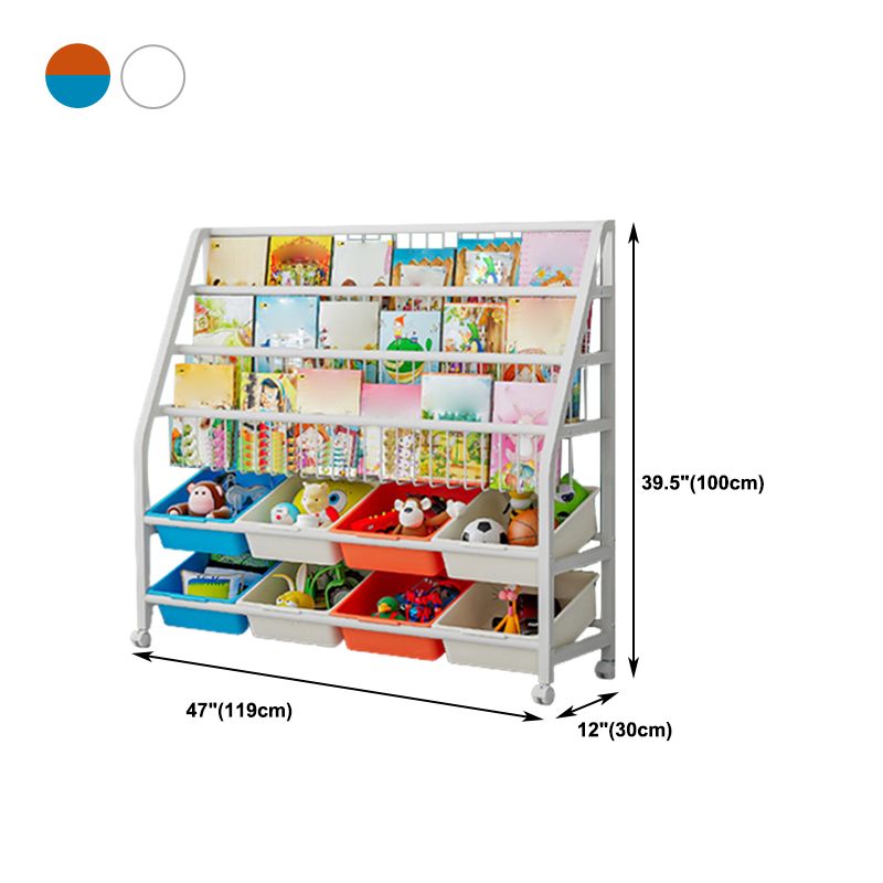 11.81"W Bookshelf Contemporary Style Bookcase for Home Study Room with Casters