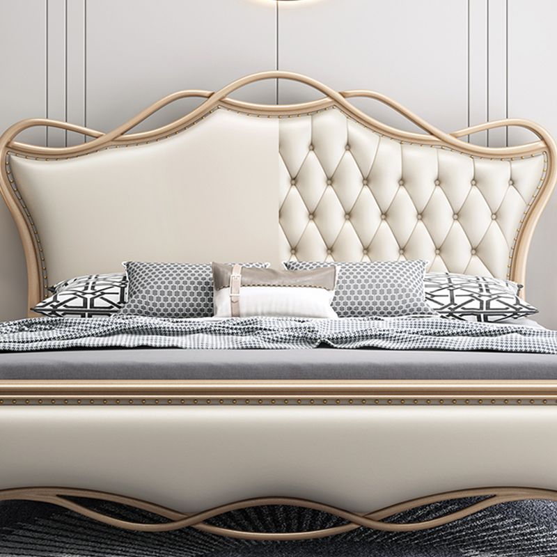 Glam Solid Wood Mattress Included with Headboard Camelback Panel Standard Bed