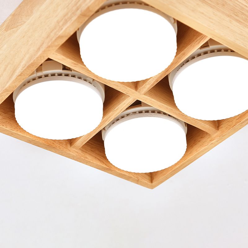 Plafonniers encastrés en bois, éclairage de montage au plafond à LED pour chambre à coucher
