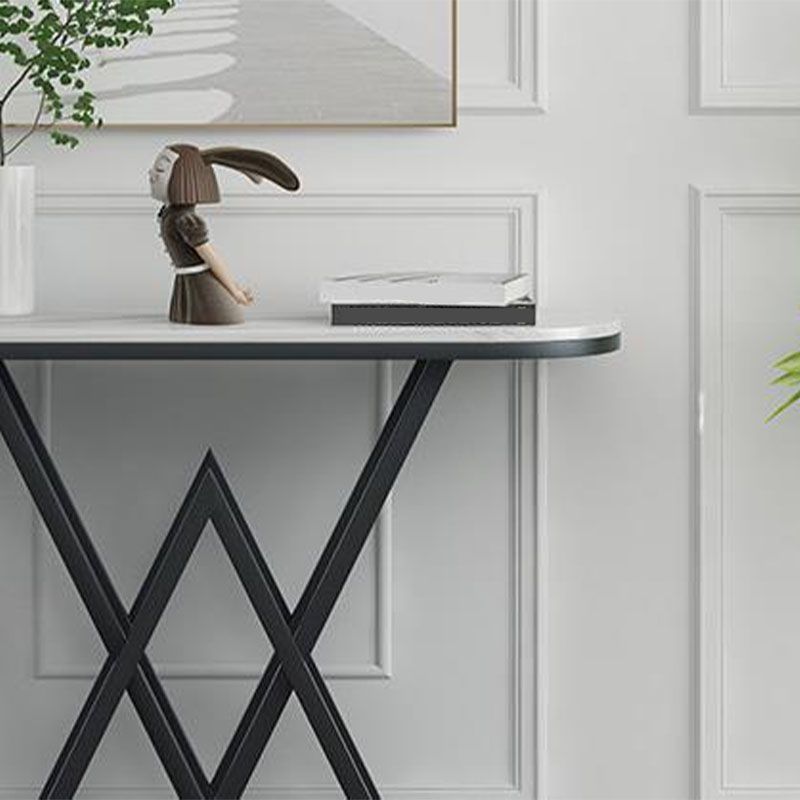 12" W Glam Marble Console Table Half Moon Stain Resistant Accent Table for Hall