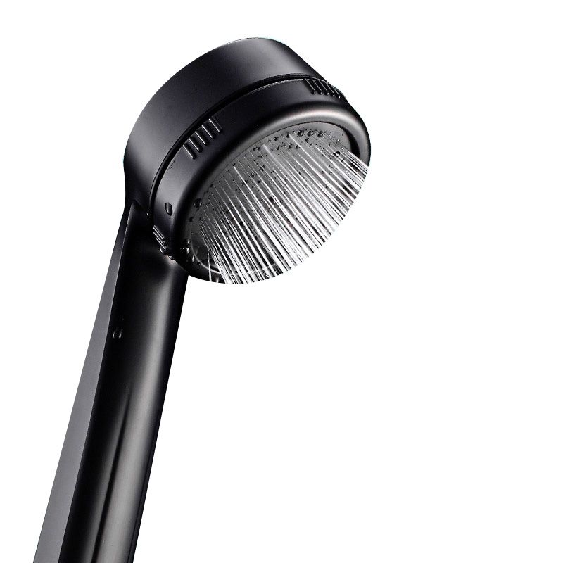 Contemporary Shower Head Round Handheld Shower Head Combo in Black
