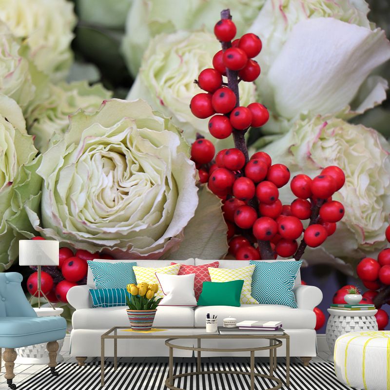 Blooming Rose Wall Mural Wallpaper for Girl Bedroom, Custom Size Available