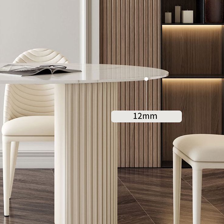 Glam Eettafel van gesinterd steen Ovale keukeneettafel met dubbele voetstukonderstellen