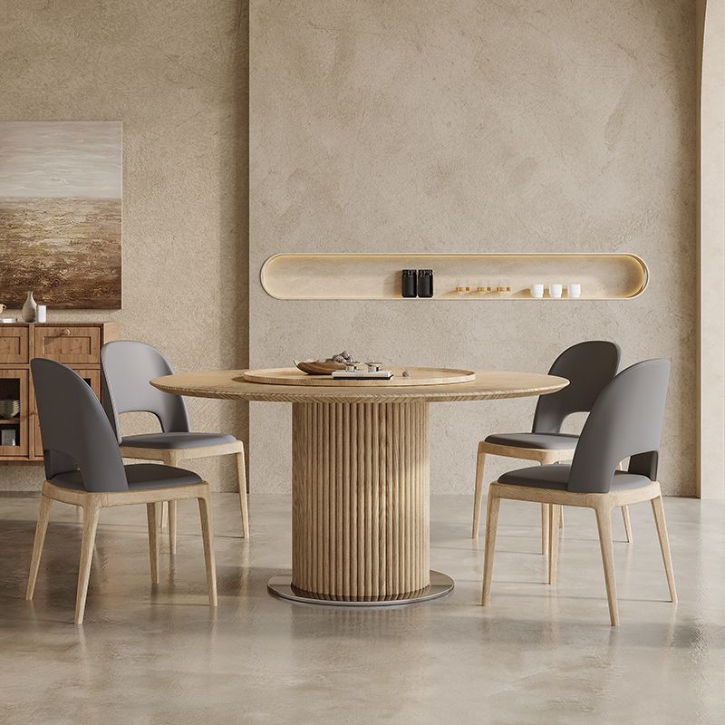 Contemporary Pedestal Dining Table Wood Dinner Table for Home