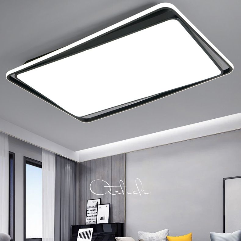 Modern Style Black Led Flush Mount Fixture Geometric Acrylic Flush Ceiling Lighting