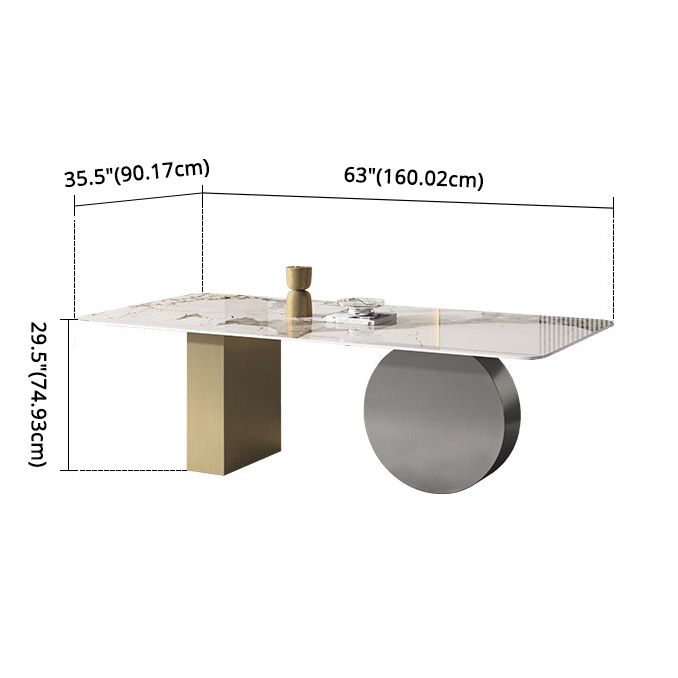 Sintered Stone Minimalist Dining Room Set with Rectangle Table and Metal Base Table Furniture