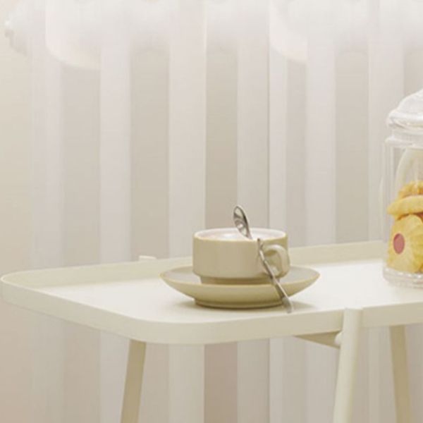 Rectangular Metal End Table with Casters Glam 22.8" Tall Side Table with Shelf