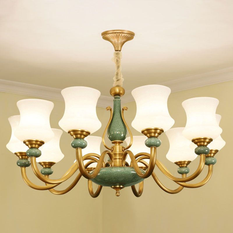 Lámpara colgante de sala de estar cónica vidrio esmerilado accesorio de iluminación de lámpara minimalista en verde