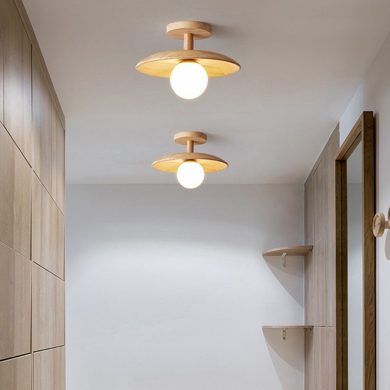 Japanese Style Wooden Ceiling Light Ball Shape Ceiling Lamp for Living Room
