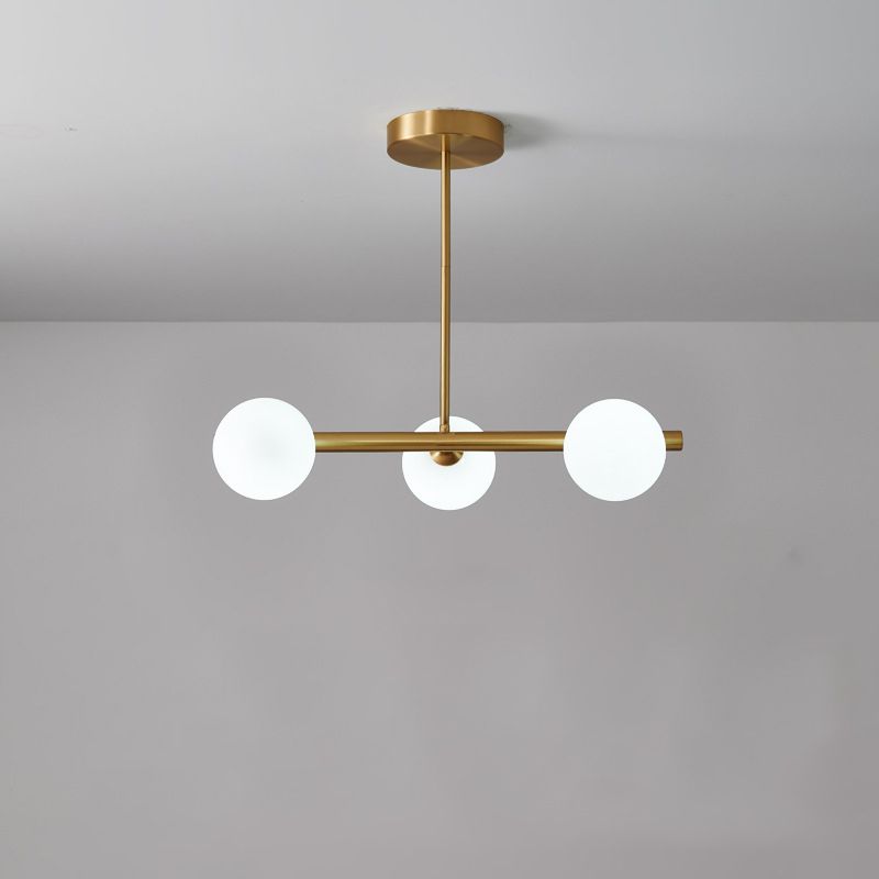 Simplicity Ball Island Light Kit Glass Dining Room Pendant Lighting Fixture in Brass