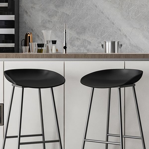 Modern Milk Tea Shop Footrest Barstool Matte Finish Plastic Stool