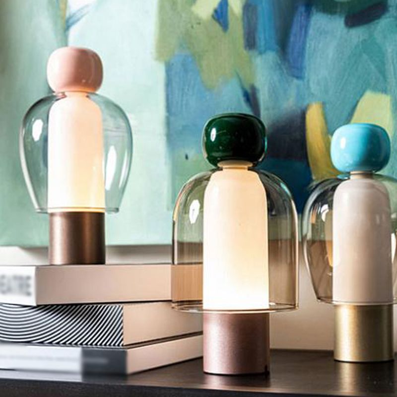 1 Lampade da tavolo notturno di funghi leggeri lampade da comodino in vetro contemporaneo