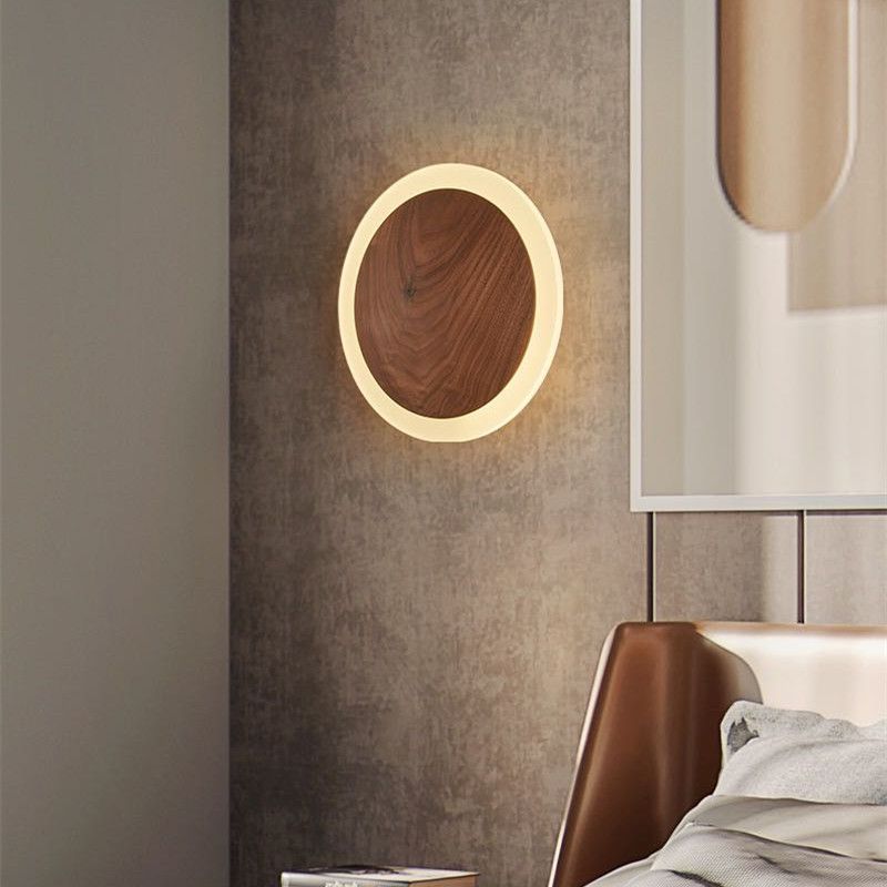 Geometric Shape Wood Wall Light Fixture Modern Style Wall Lamp for Living Room