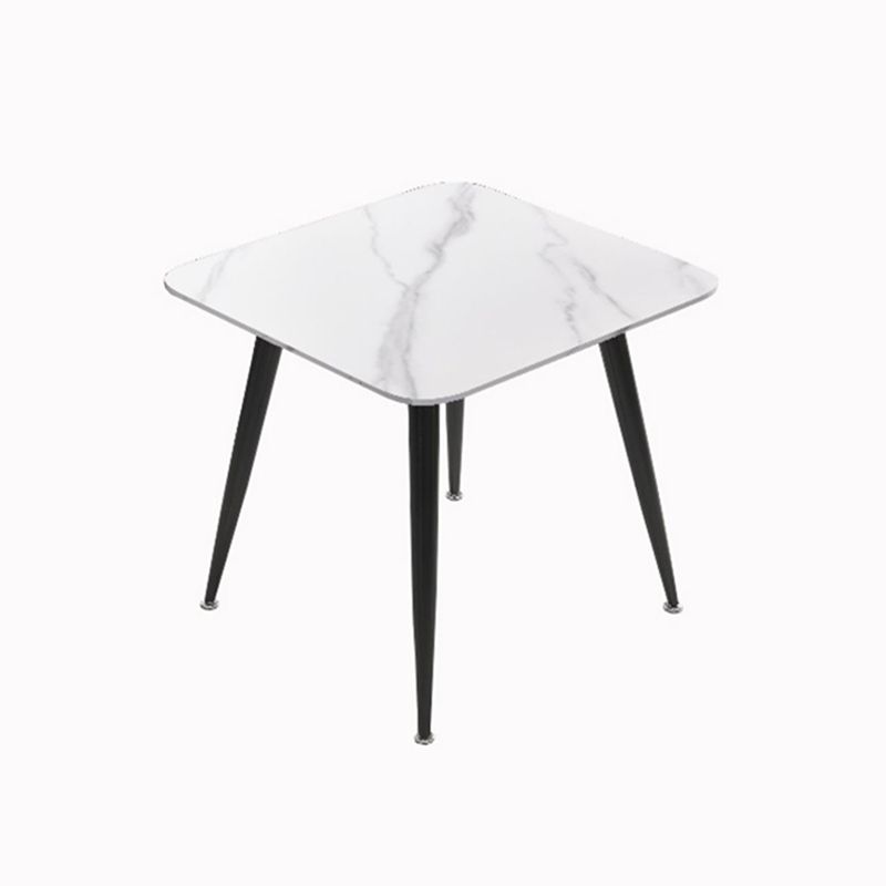 Square Sintered Stone White Dining Table Industrial 4 Legs Table for Dining Room