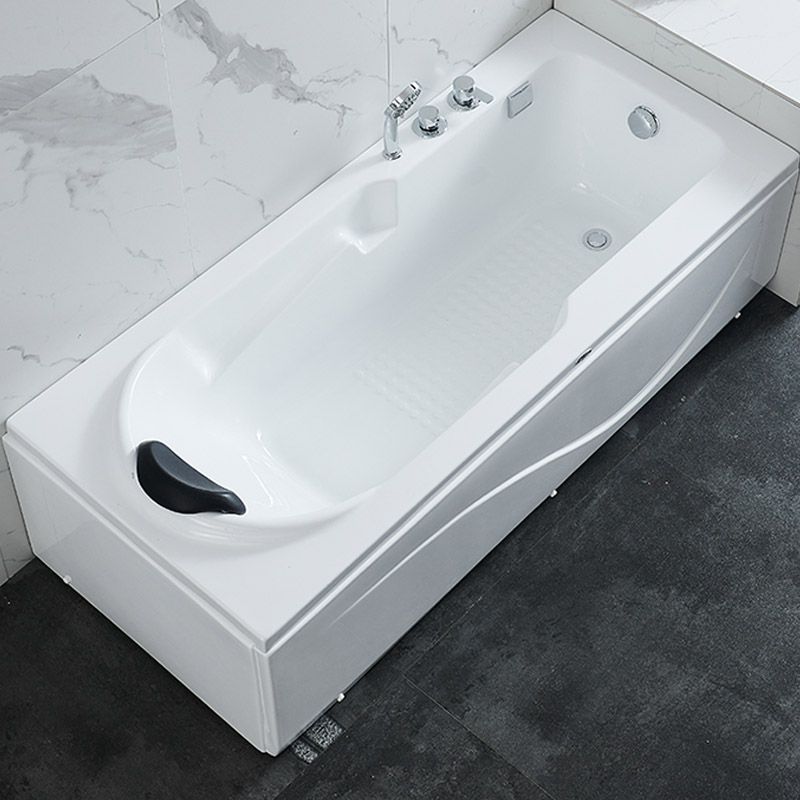 Modern White Acrylic Bathtub Rectangle Freestand Soaking Bathtub with Drain Bath Tub