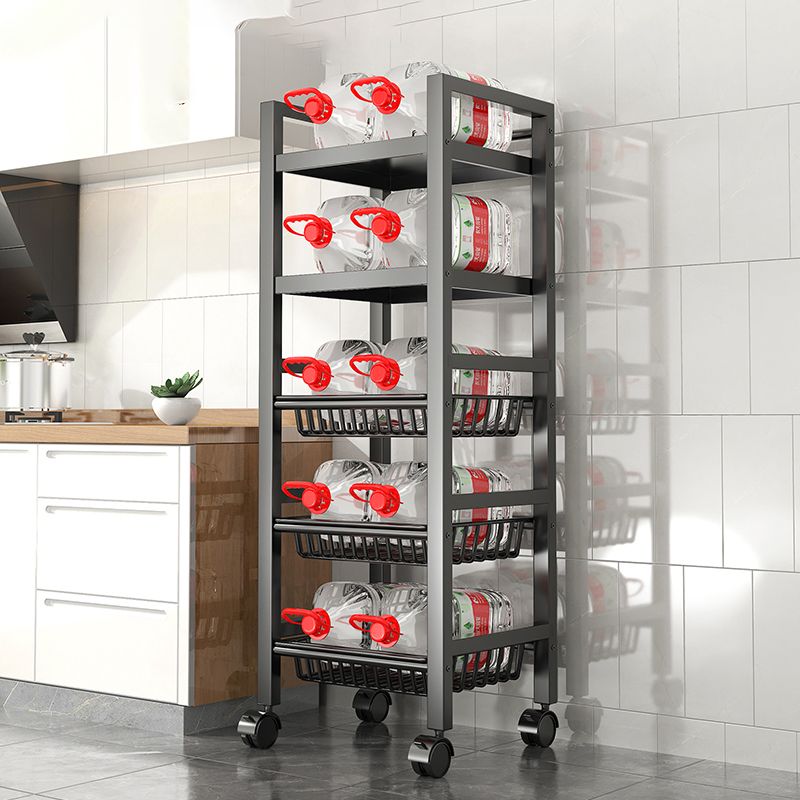 Metal Modern Prep Table Open Storage Home Dining with Basket Prep Table