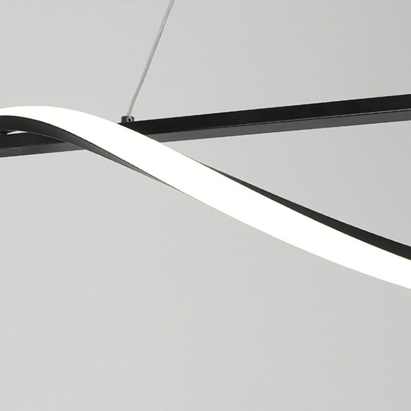 Strip Shape Island Lamp Modern Island Hanging Lamp with Silica Gel Shade for Dining Room