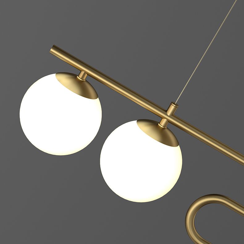 Simple Hanging Light Glass Round Island Light Fixture for Kitchen