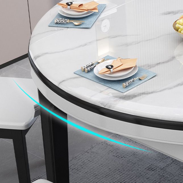 Modern Kitchen Dining Room Set with Sintered Stone Top and Black Base Dining Furniture Set