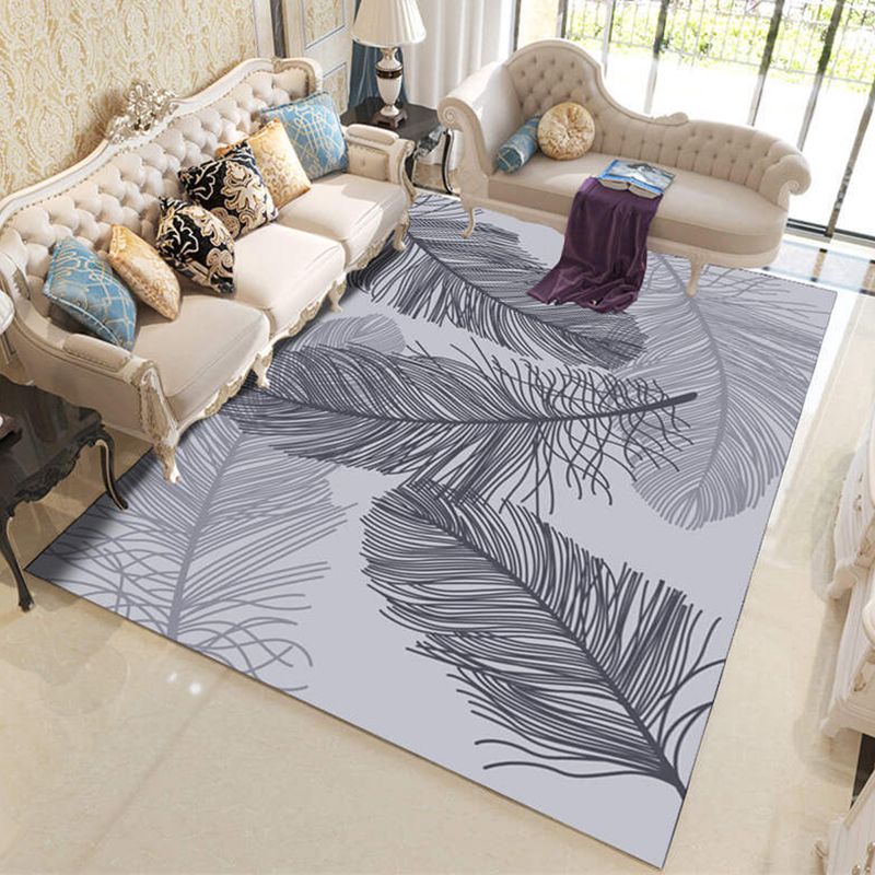 Aesthetic Contemporary Indoor Rug Multi-Color Animal and Plant Rug Polyester Stain Resistant Carpet for Living Room