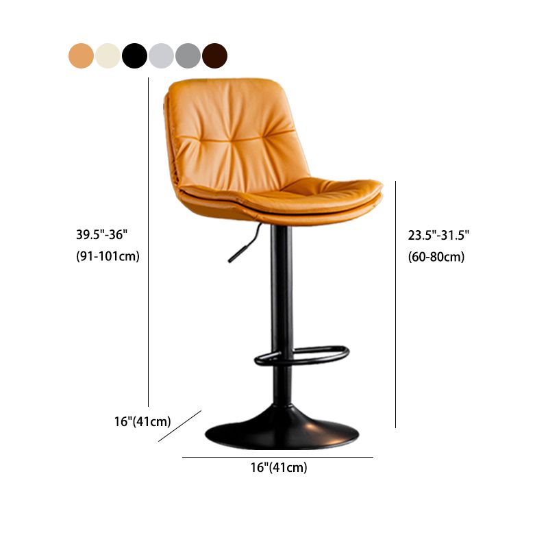 Contemporary Metal Barstool Faux Leather Counter Stool with Swivel in Matte Finish