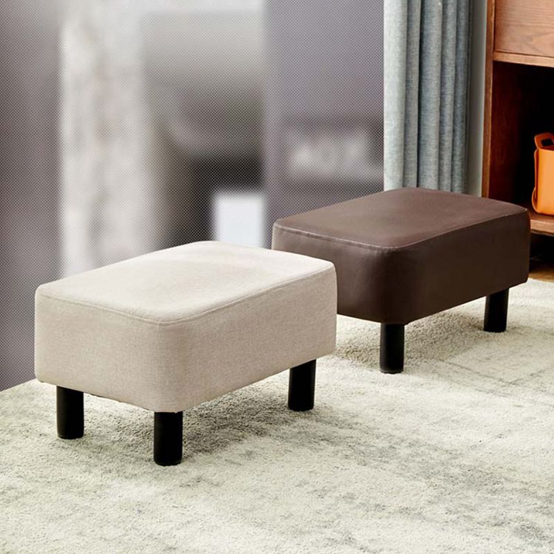 Contemporary Ottoman Solid Color Water Resistant Leather Rectangle Footstool Ottoman