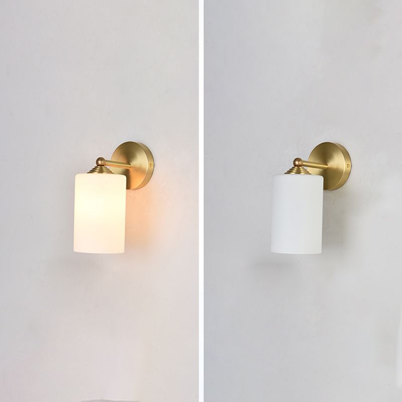Modern Simple Style Geometric Shade Wall Sconce Metal and Glass 1 Light Sconces in Gold Finish