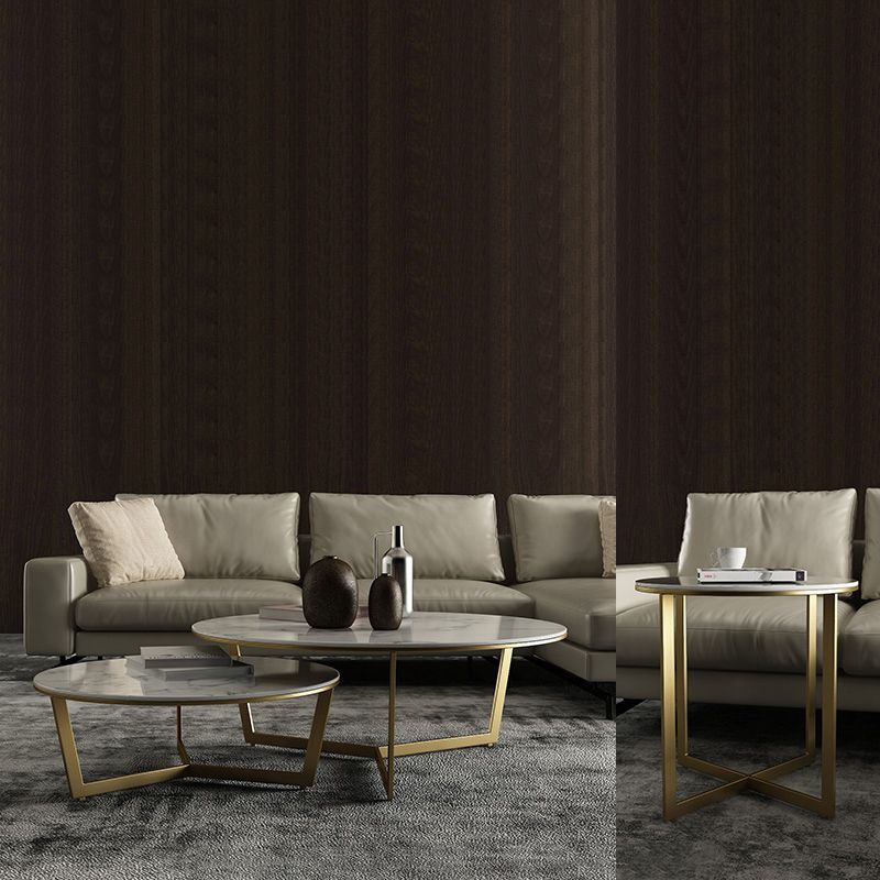 Glam White Frame Coffee Table Round Slate Top Cocktail Table