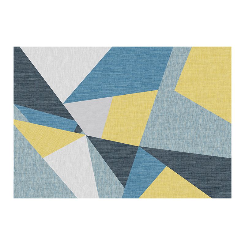 Modern Gray Rug Polyester Geometric Rug Washable Rug for Home Decor