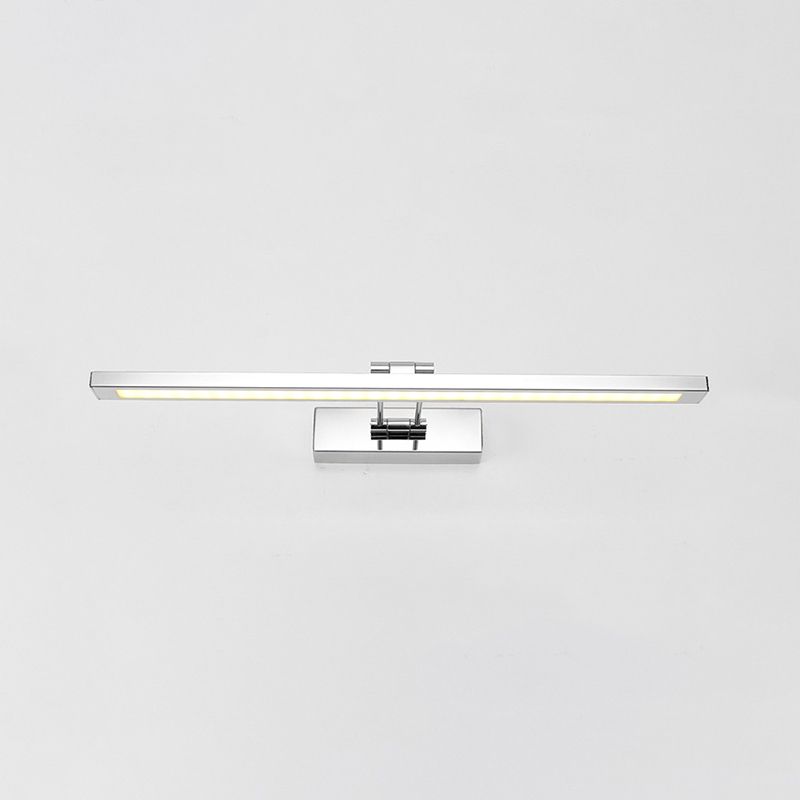 Single Light Linear Wall Sconce Modern Style Metal Mirror Wall Lighting in Silver