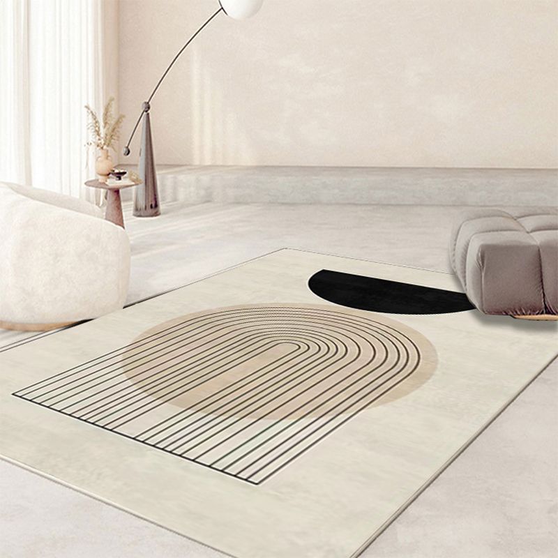 Minimalist Carpet Khaki Tone Rug Polyester Stain Resistant Area Rug for Living Room