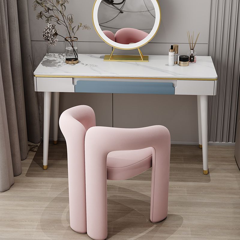 White/Black Modern Vanity Engineered Wood Makeup Dressing Table Stool Set