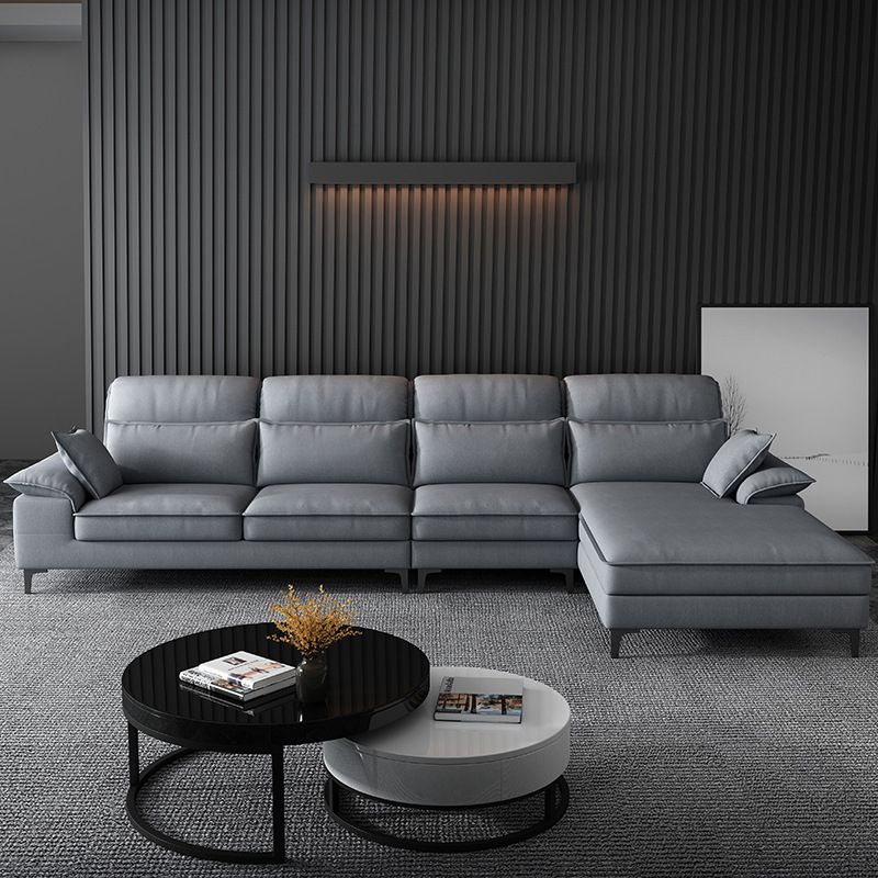 4-seat Modern Sectional 138.58" Wide Fabric Loose Back Sectional