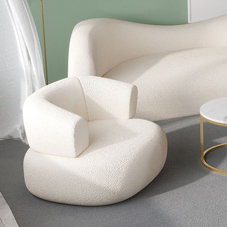 White Contemporary Tight Back Sofa Fabric Sloped Arm Curved Sofa
