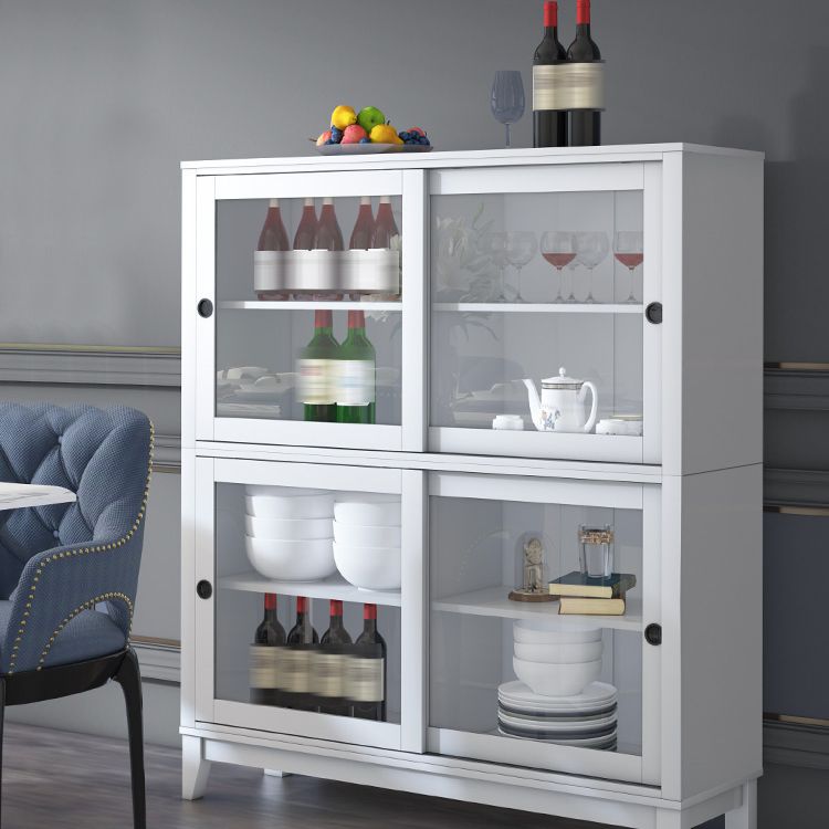 Wooden Standard Bookcase Contemporary Closed Back Bookcase with Door for Office