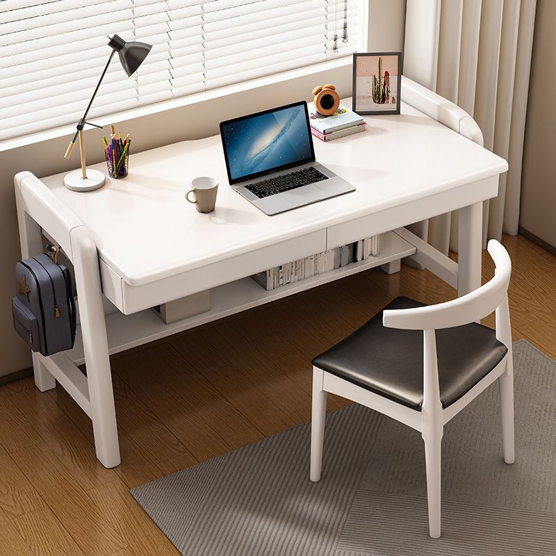 Writing Desk with 2 Drawer 23.6"W Solid Wood Adjustable Child Desk