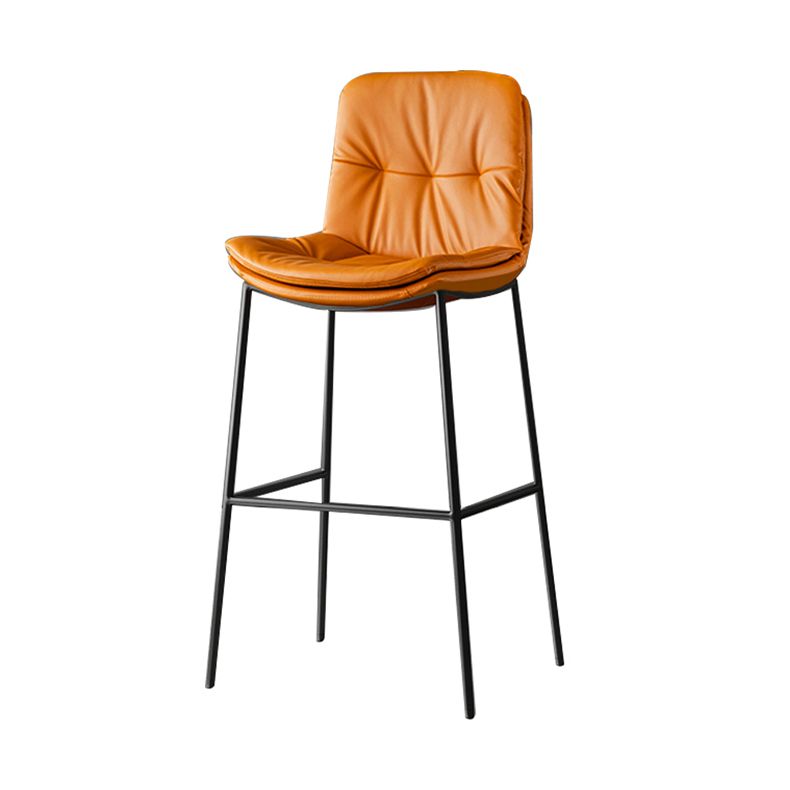 Contemporary Metal Leather Bar Stools Indoor Barstool with Cushion and Low Back