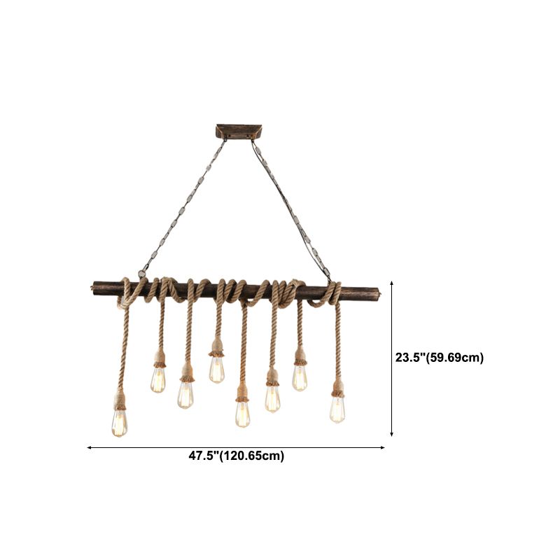 Hemp Rope Hanging Island Light Industrial Hanging Lighting Fixture for Dining Room