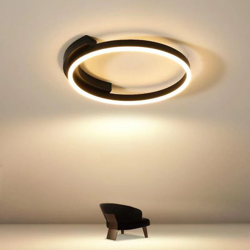 LED Minimaliste moderne Ceiling Light Aluminium circulaire Flush Mount avec Acrylique Shade